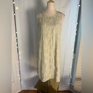 Terzo Millennio Made in Italy Linen Embroidered Sleeveless Dress – Size Small